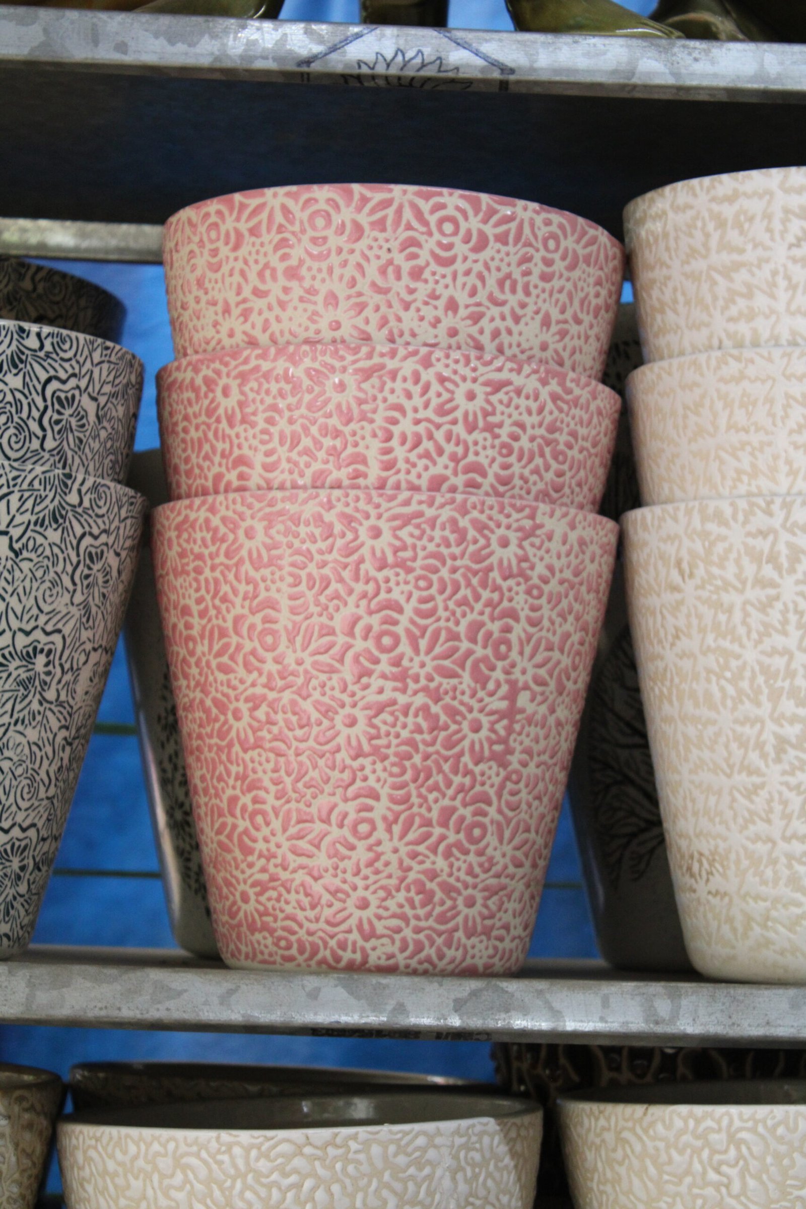 Drop Texture Ceramic Pot (8 inch) Pink