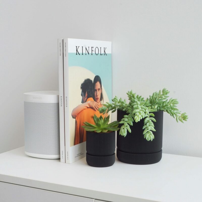 Modern metal planter for indoor and outdoor plants